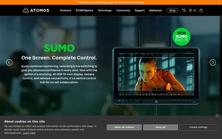 Screenshot of atomos.com