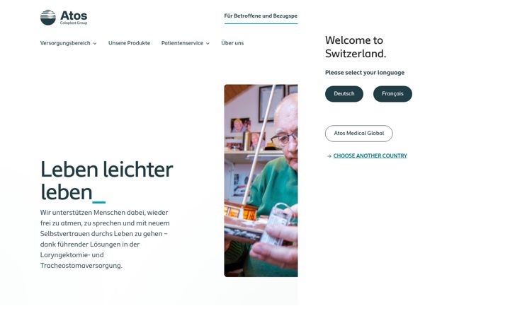 Screenshot stránky atosmedical.ch