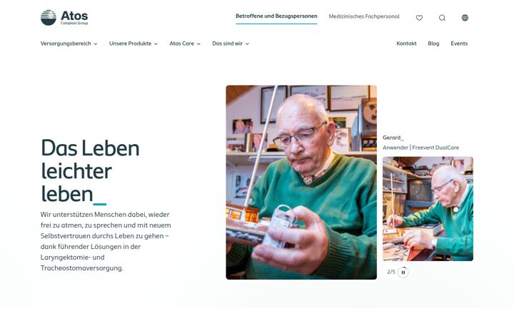 Kuvakaappaus sivustosta atosmedical.de