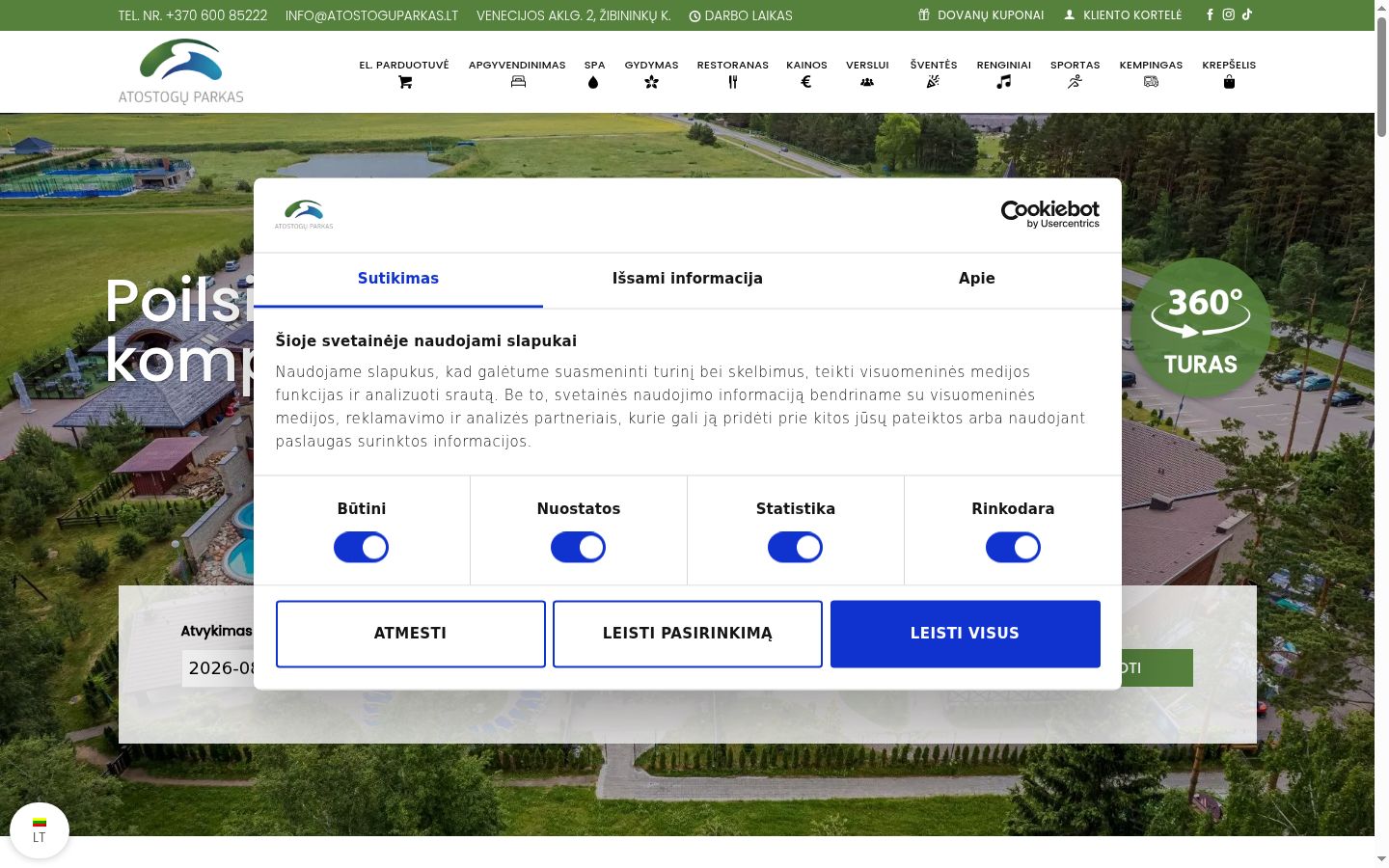 Screenshot del banner di consenso mostrato prima di qualsiasi interazione