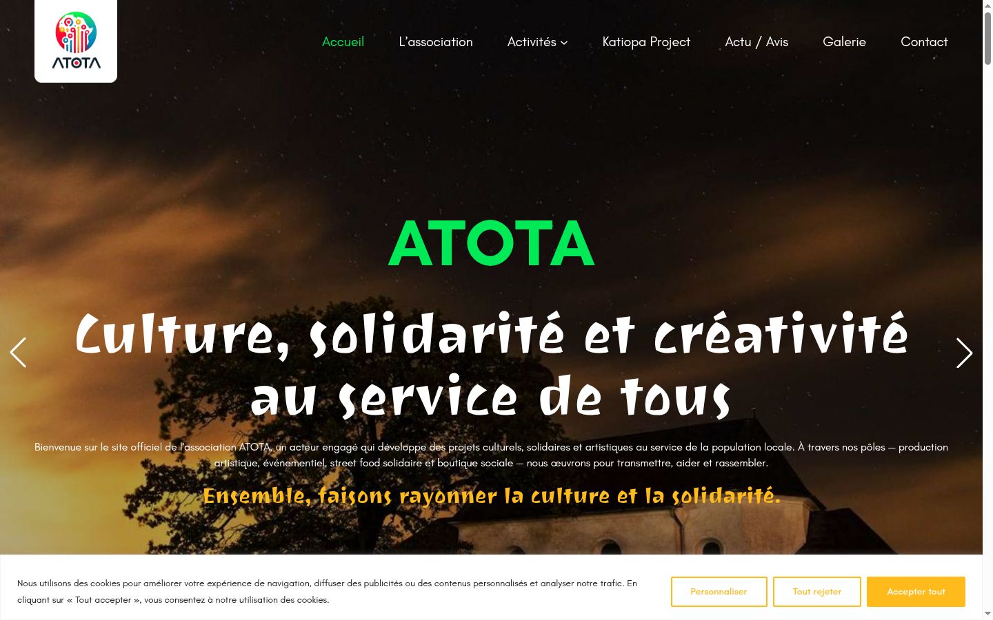 Screenshot of the consent banner shown before any interaction