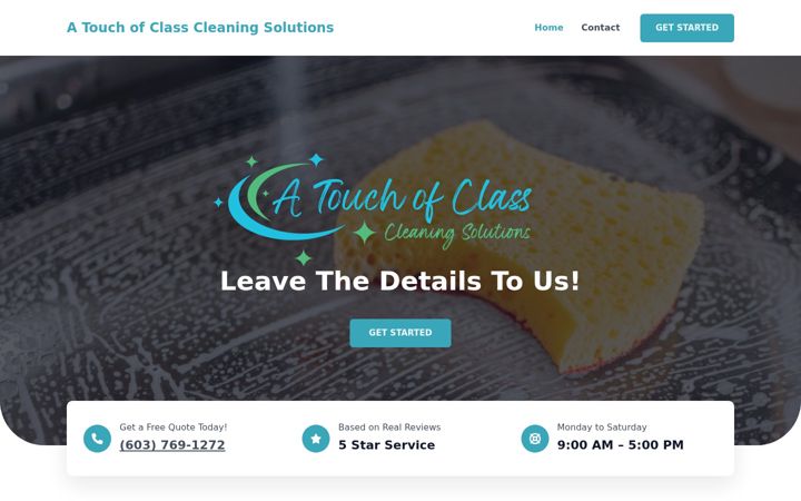 Screenshot of atouchofclasscleaningsolutions.com