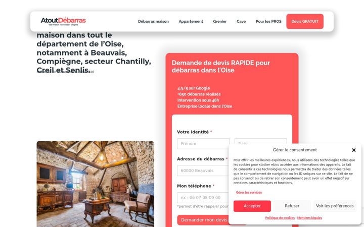 Екранна снимка на atout-debarras.fr
