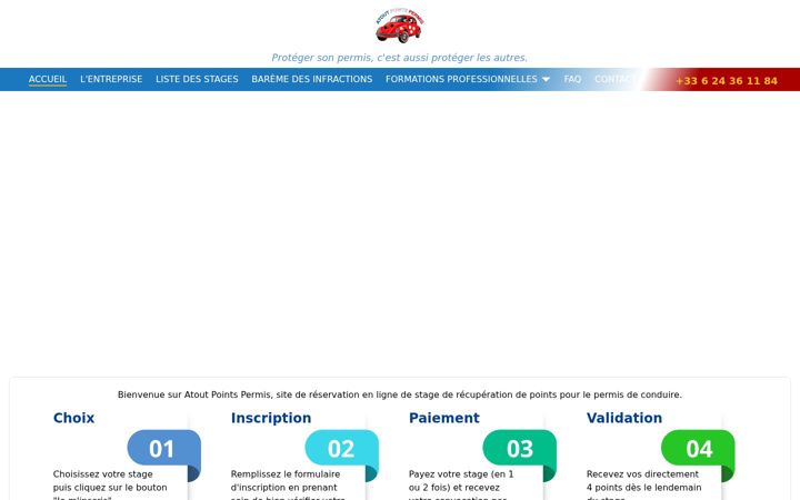 Екранна снимка на atout-points-permis.fr