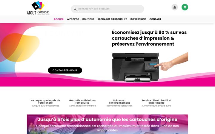 Screenshot stránky atoutcartouches.com