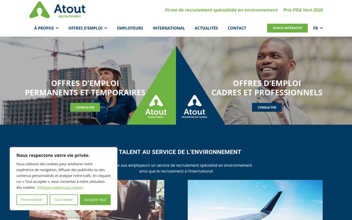 Captura de pantalla de atoutrecrutement.com