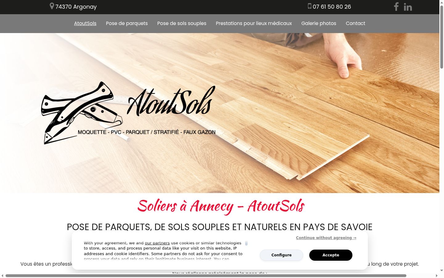 Screenshot of the consent banner shown before any interaction
