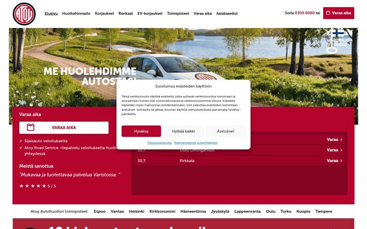 Screenshot of atoyautohuolto.fi