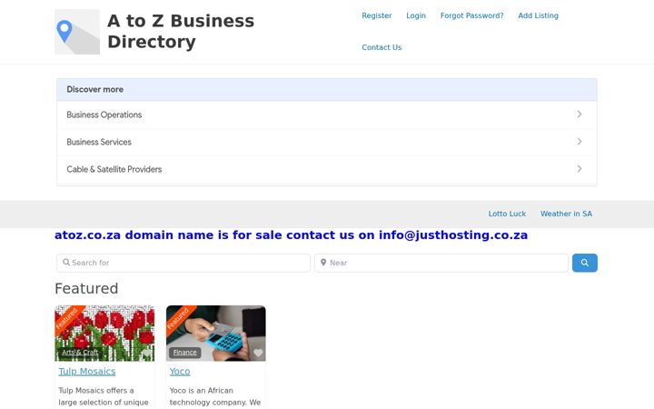 Posnetek zaslona atoz.co.za