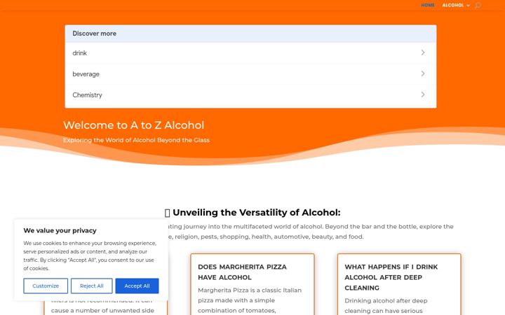 Screenshot of atozalcohol.com