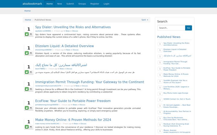 Screenshot of atozbookmark.com