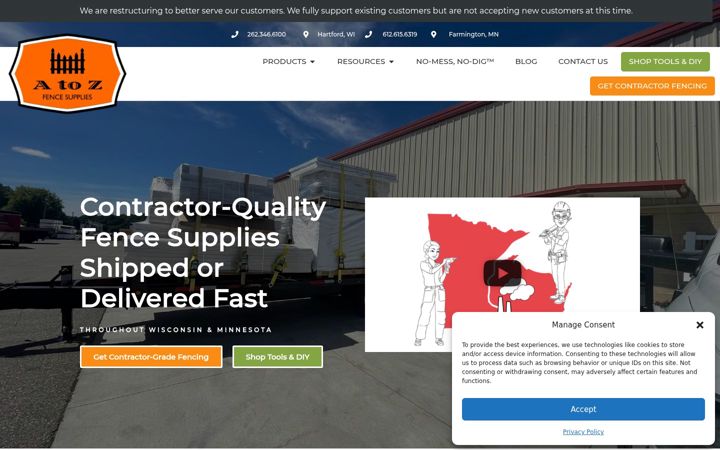Snimka zaslona za atozfencesupplies.com