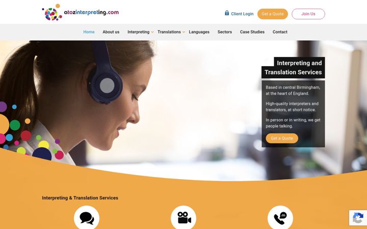 Screenshot of atozinterpreting.com