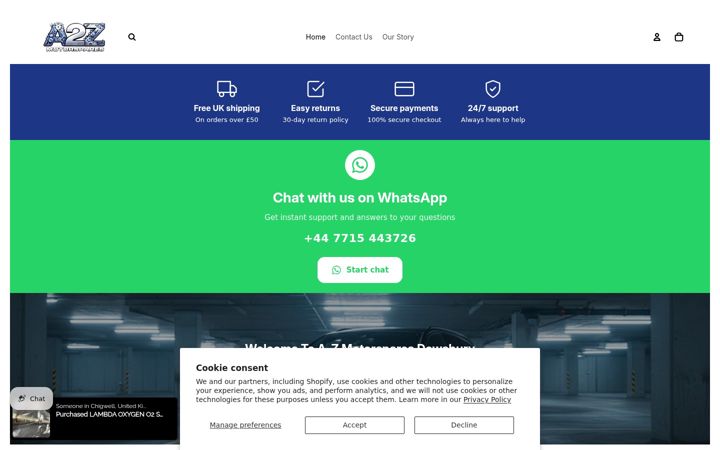 Snímek obrazovky atozmotorsparesdewsbury.com