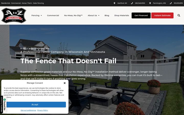 Screenshot of atozqualityfencing.com