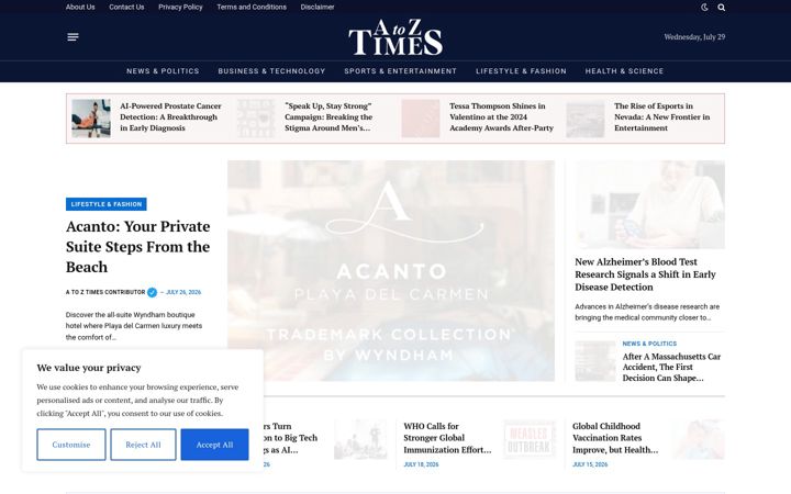 Screenshot of atoztimes.com