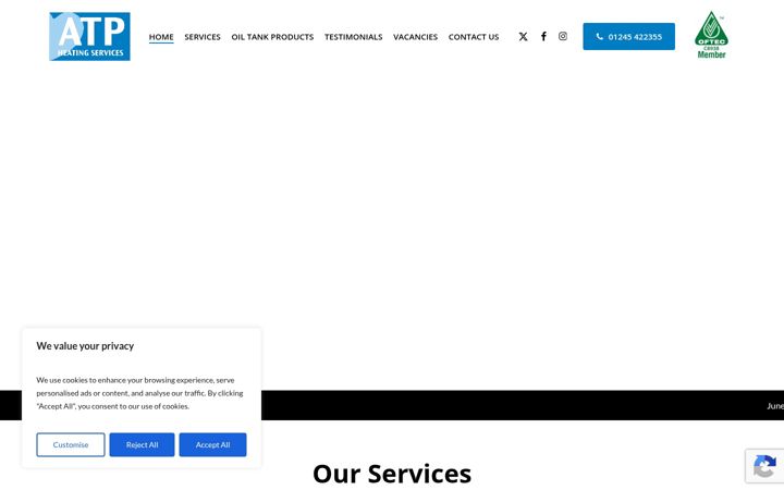 Screenshot of atpheatingservices.co.uk