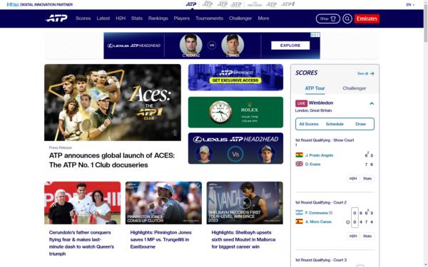 Screenshot of atptour.com