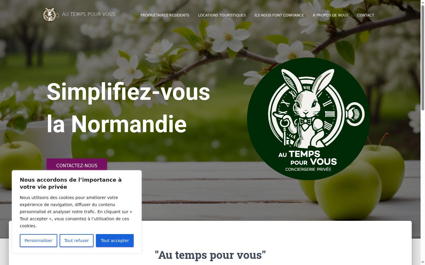 Capture d'écran de la bannière de consentement affichée avant toute interaction