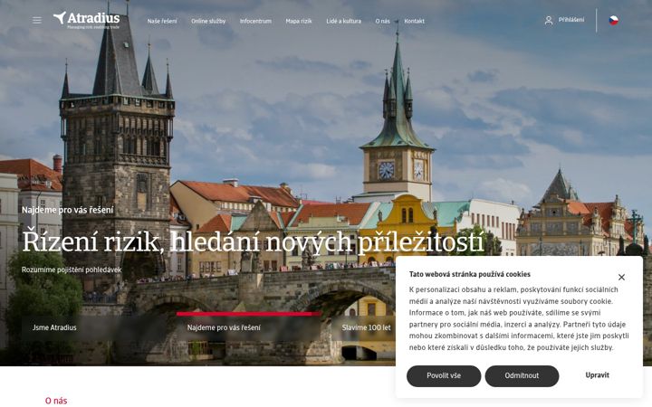 Captură de ecran a atradius.cz