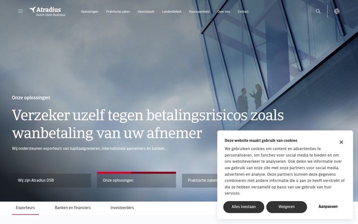 Snímek obrazovky atradiusdutchstatebusiness.nl