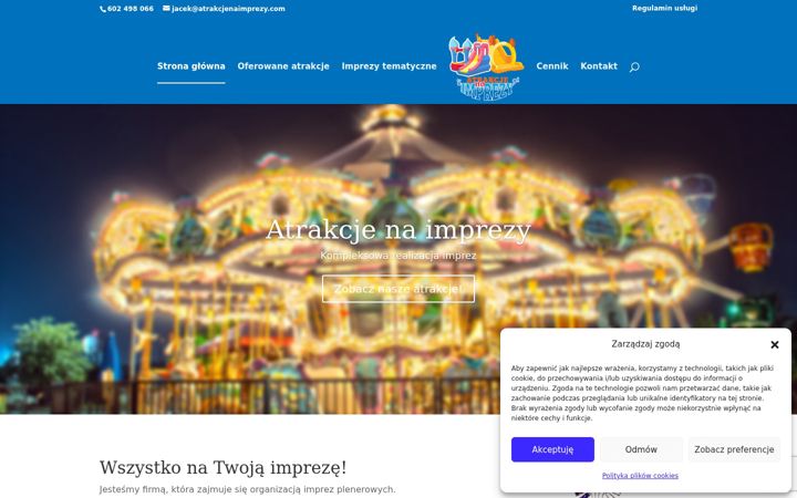 Screenshot of atrakcjenaimprezy.com