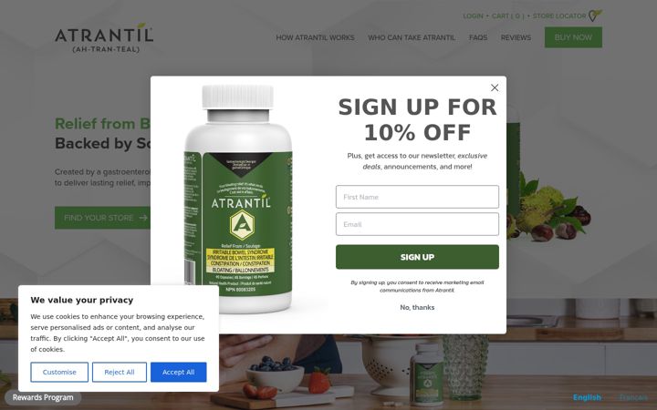 Screenshot van atrantil.ca