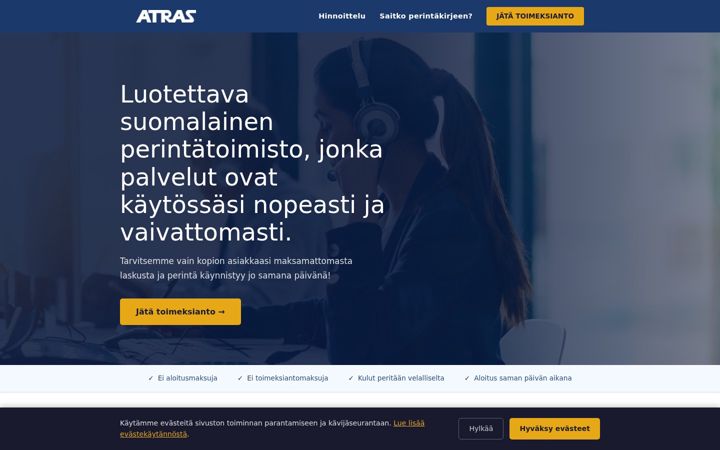 Screenshot of atras.fi