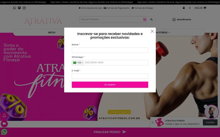 Screenshot stránky atrativafitness.com