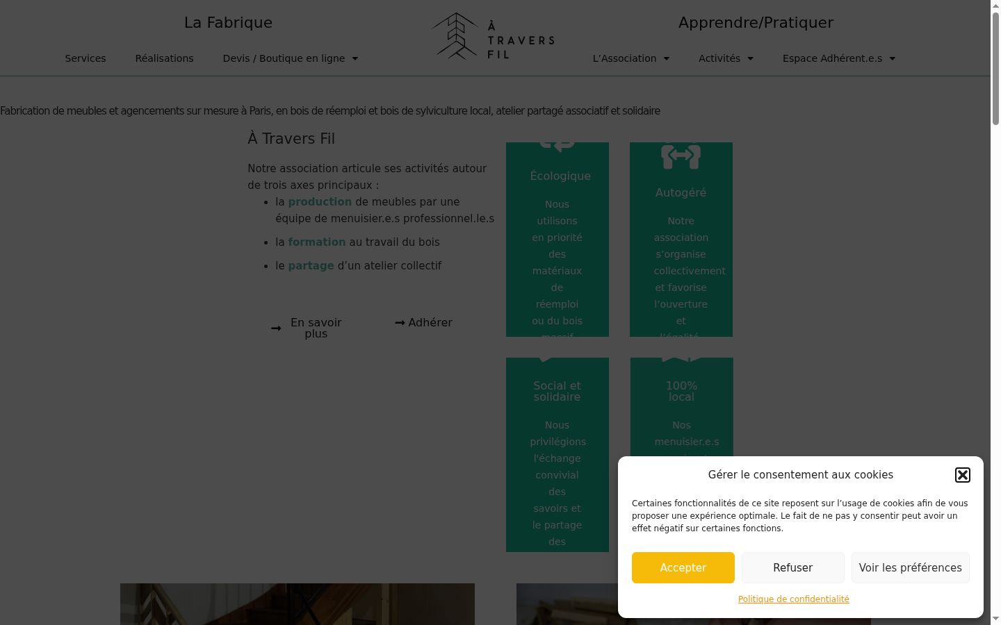 Captura de ecrã do banner de consentimento apresentado antes de qualquer interação