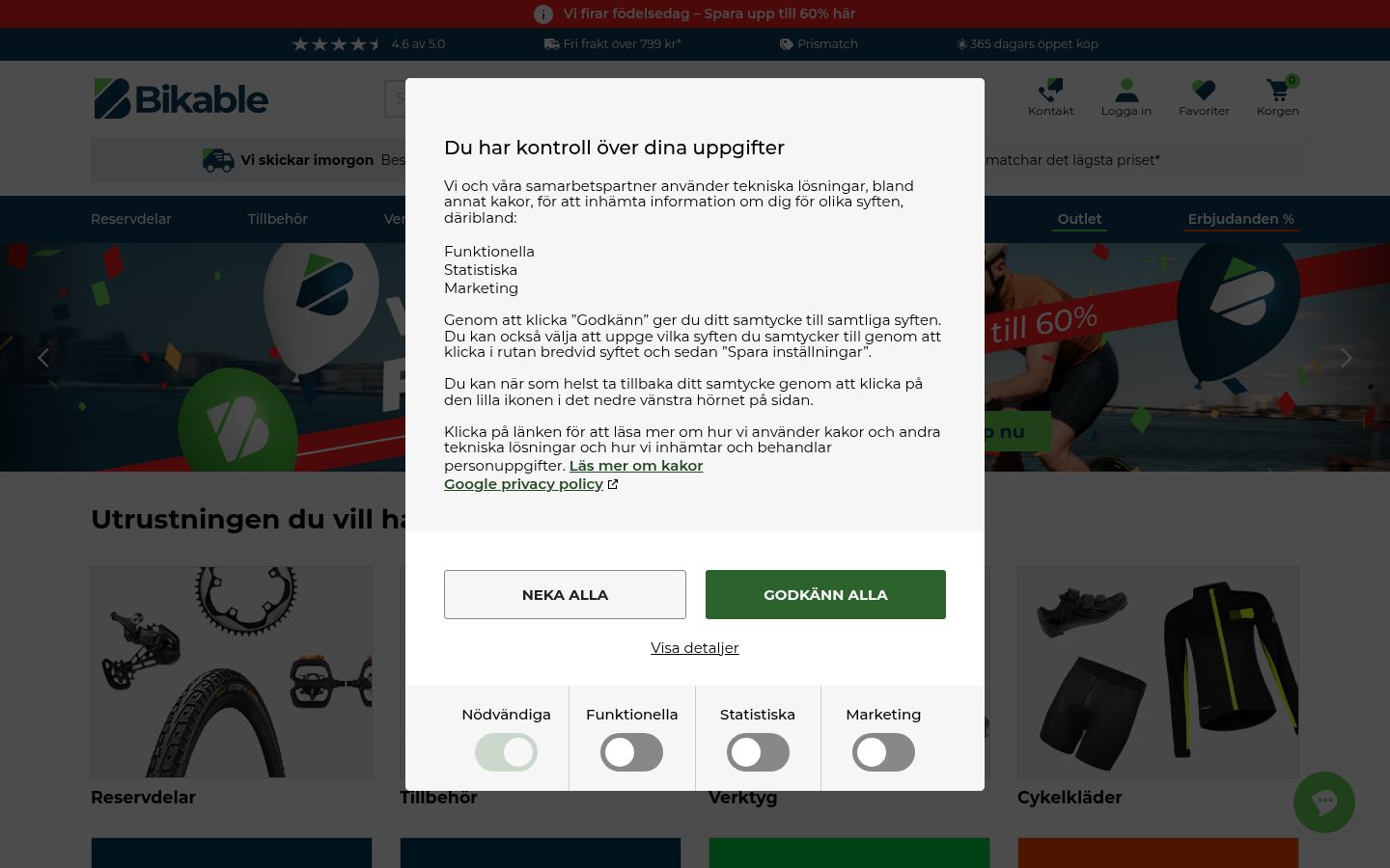 Snímek obrazovky baneru souhlasu zobrazeného před jakoukoli interakcí