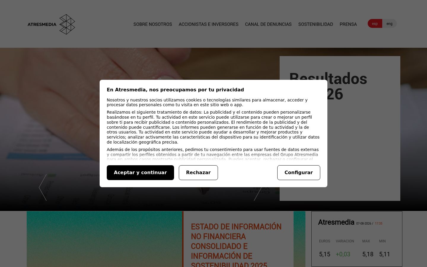 Screenshot of the consent banner shown before any interaction