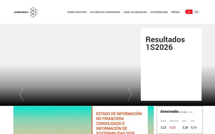 Screenshot of atresmediacorporacion.com