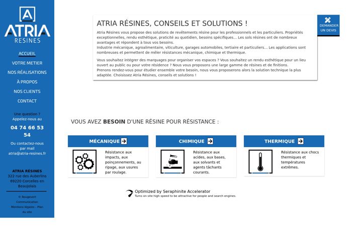 Screenshot of atria-resines.fr