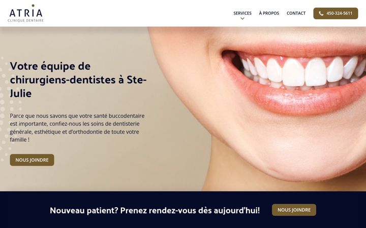Screenshot of atriaclinique.ca