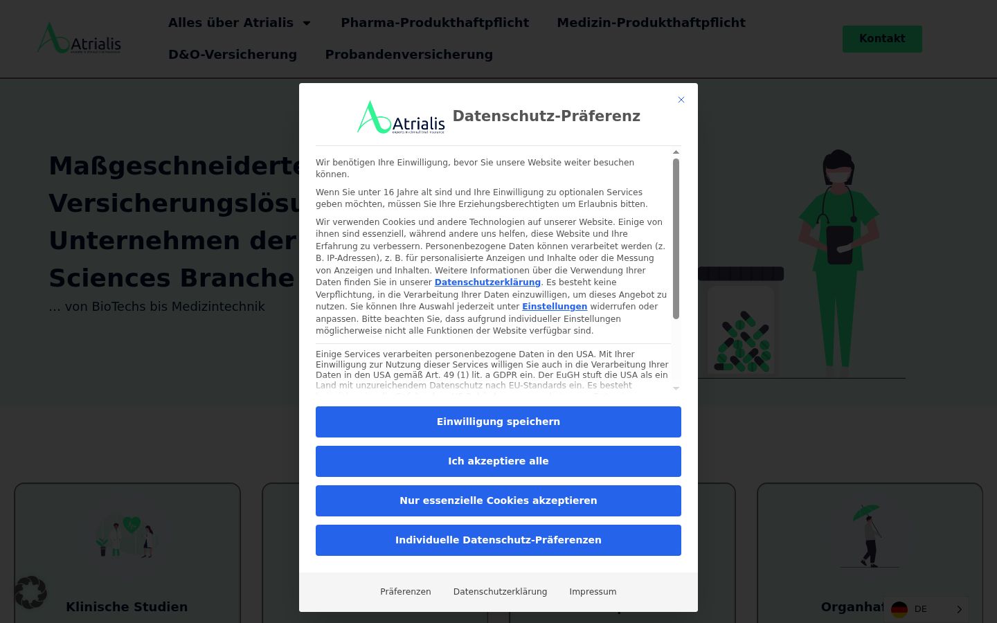 Screenshot tal-banner tal-kunsens muri qabel kwalunkwe interazzjoni