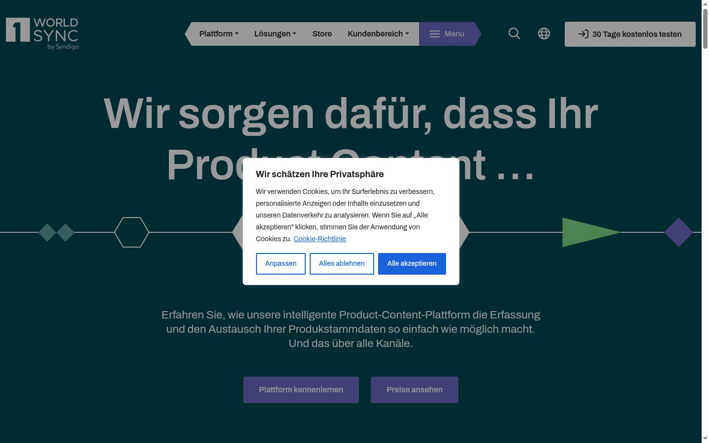 Captura de ecrã do banner de consentimento apresentado antes de qualquer interação