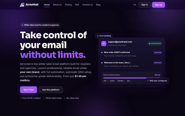 Screenshot of atriomail.com
