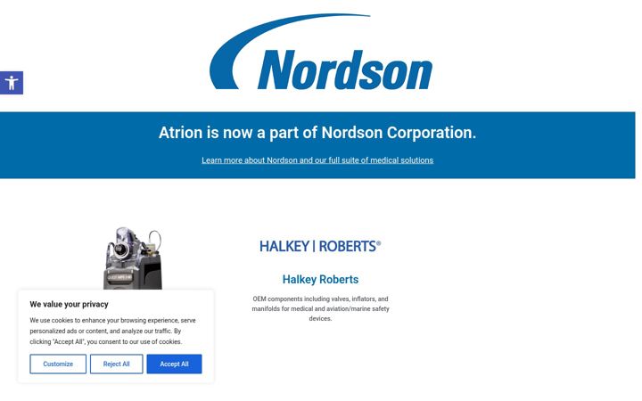 Screenshot of atrioncorp.com