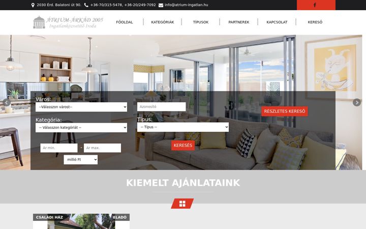 Ekrano kopija atrium-ingatlan.hu