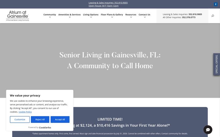 Screenshot of atriumatgainesvillesl.com