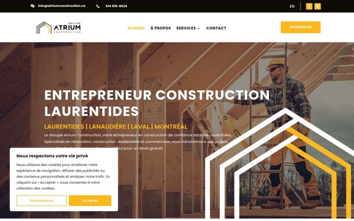 Screenshot of atriumconstruction.ca