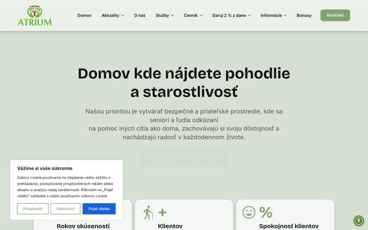 Screenshot stránky atriumno.sk
