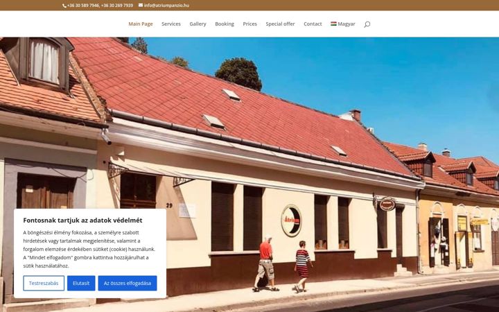 Screenshot stránky atriumpanzio.hu
