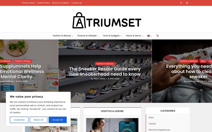 Screenshot of atriumset.com