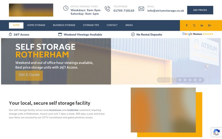 Screenshot of atriumstorage.co.uk