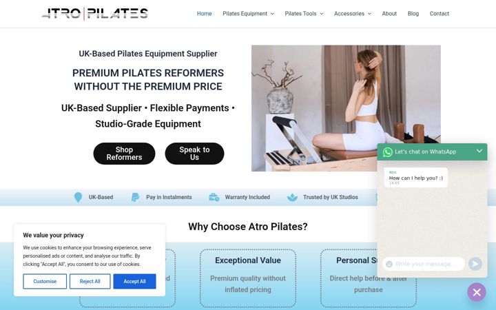 Screenshot of atropilates.co.uk
