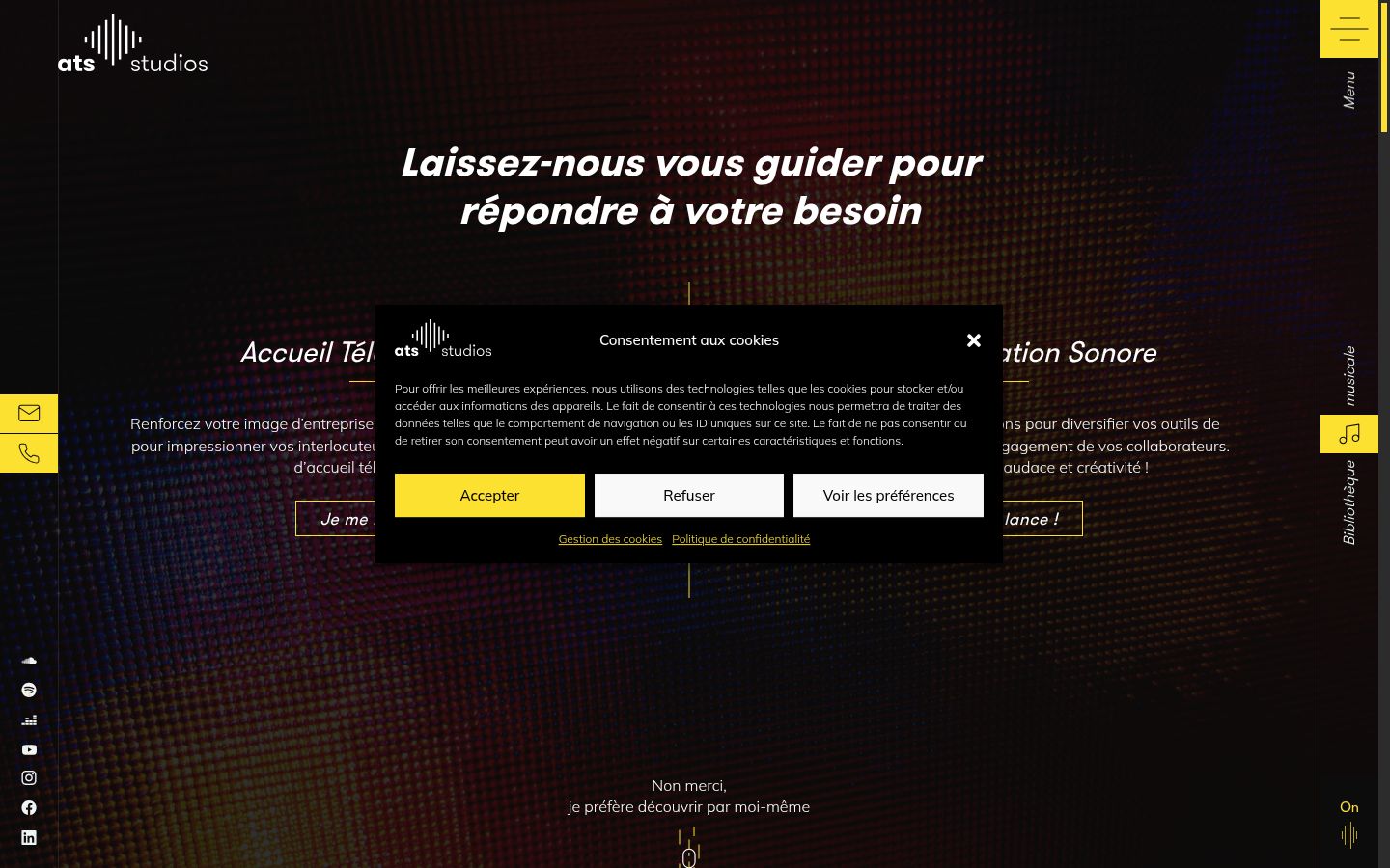 Screenshot of the consent banner shown before any interaction