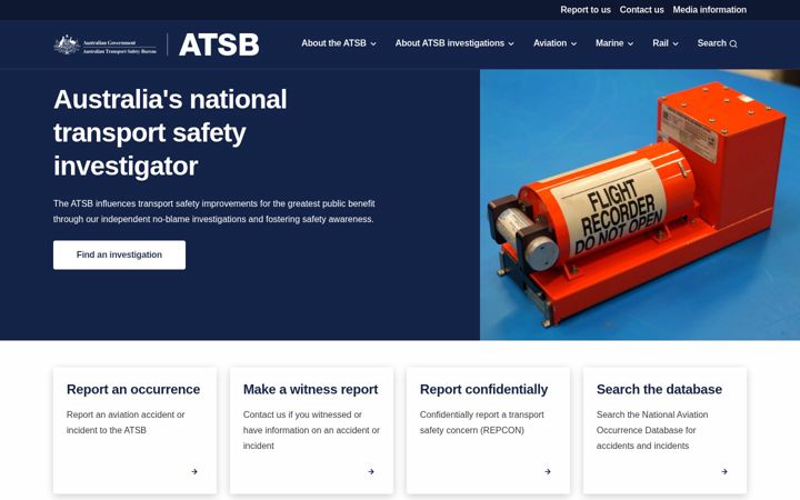 Screenshot di atsb.gov.au