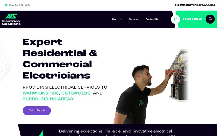 Screenshot of atselectricalsolutions.co.uk